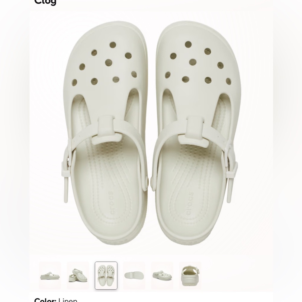 CROCS Classic Mary Jane Clogs size 6 women's in linen white